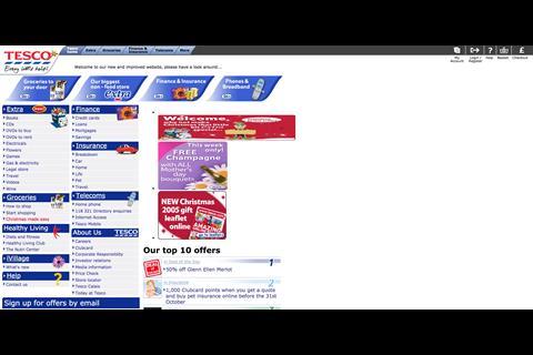 Tesco website, 2004